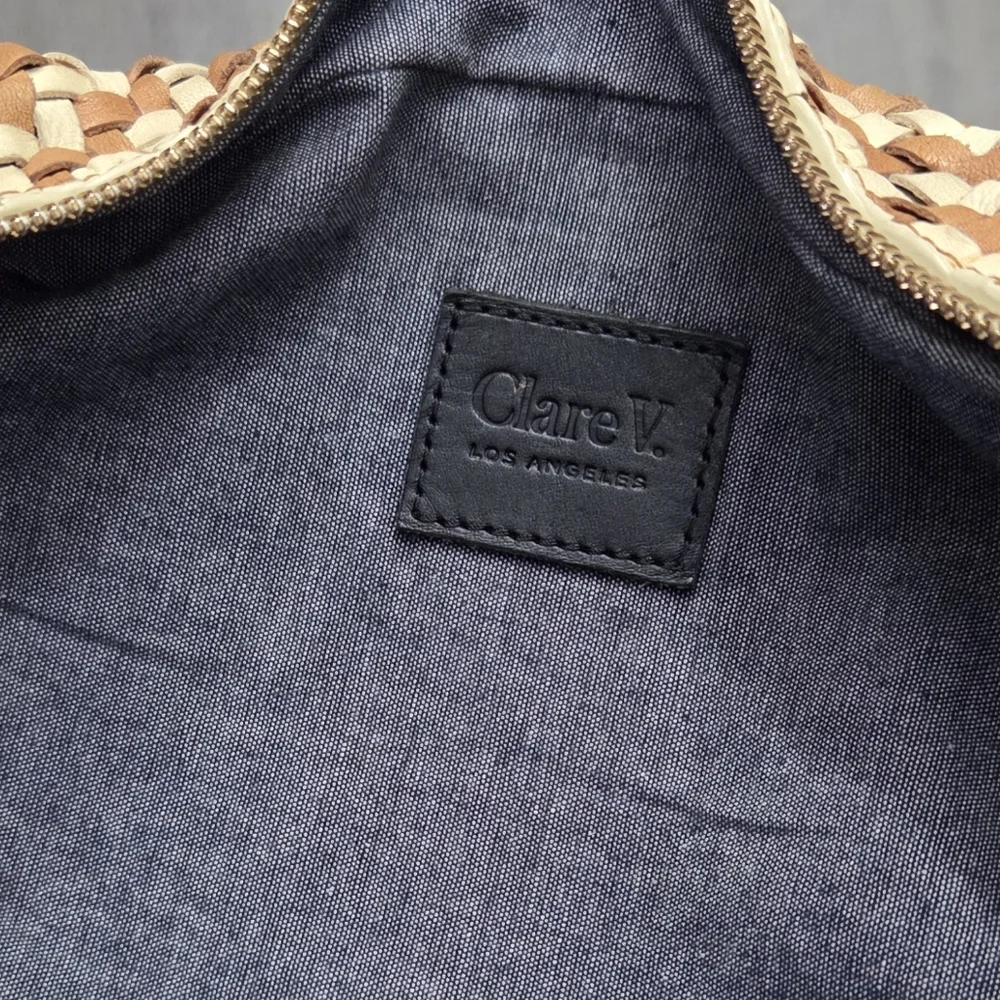 Clare V Woven Tan and Cream Crossbody Belt Bag - Picture 9 of 10